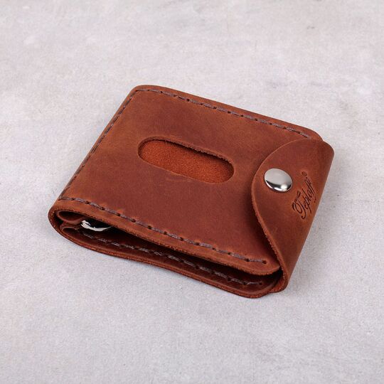 Кошелек зажим из кожи "Карта Украины", коричневый П4550 (Ручная работа)