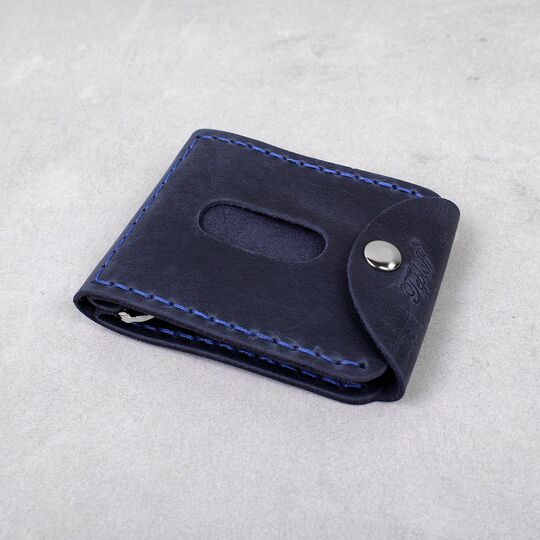 Кошелек зажим из кожи "Карта Украины", синий П4552 (Ручная работа)