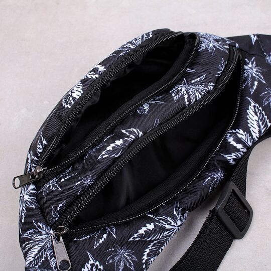 Сумка поясна, бананка, "Маріхуана", чорна П4561