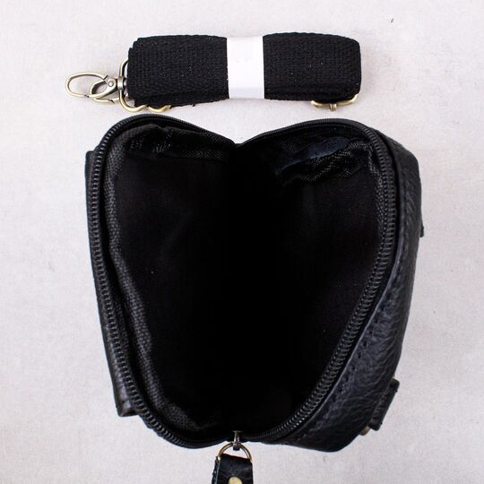 Чоловіча сумка з шкіри, чорна П4575