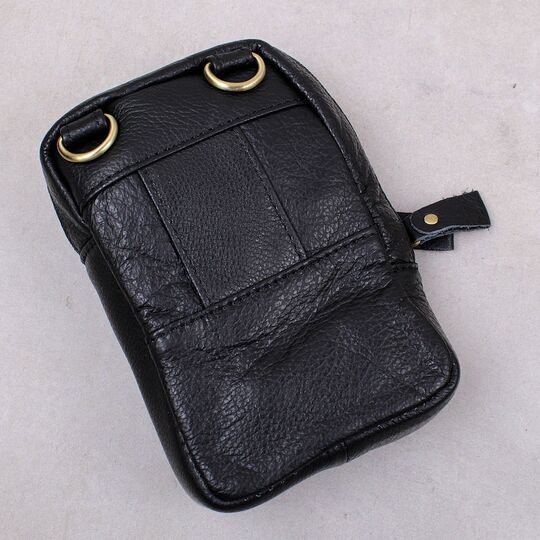 Чоловіча сумка з шкіри, чорна П4575