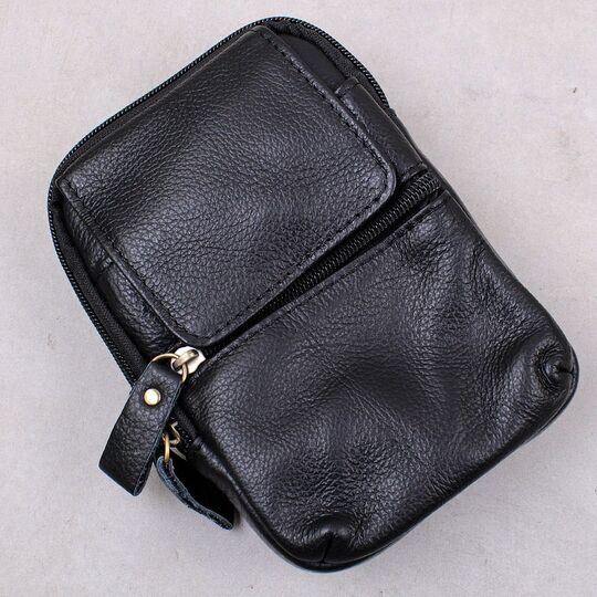 Чоловіча сумка з шкіри, чорна П4575