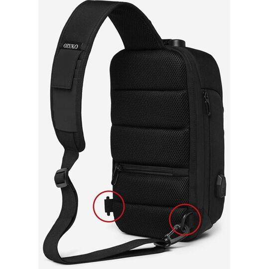 Мужская сумка слинг "OZUKO", черная П4590