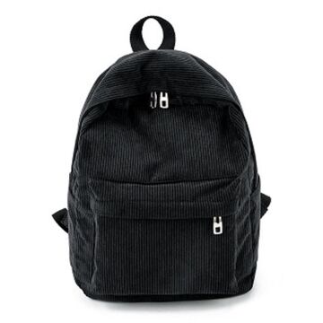 Жіночий рюкзак вельветовий, чорний П4591