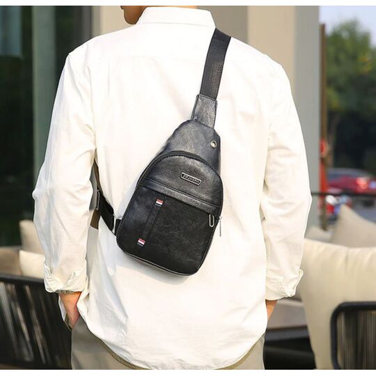 Чоловіча сумка слінг, чорна П4598