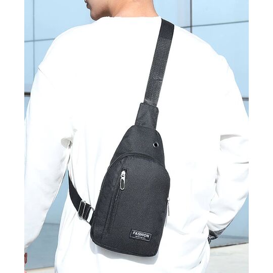 Чоловіча сумка слінг, чорна П4600