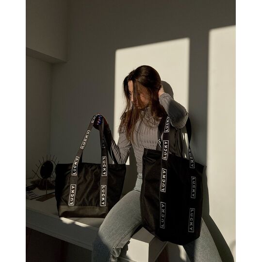 Женская сумка шоппер, спортивная "Lucky", черная П4613