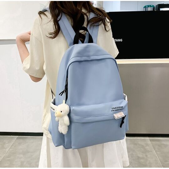 Рюкзак женский с брелком, голубой П4630