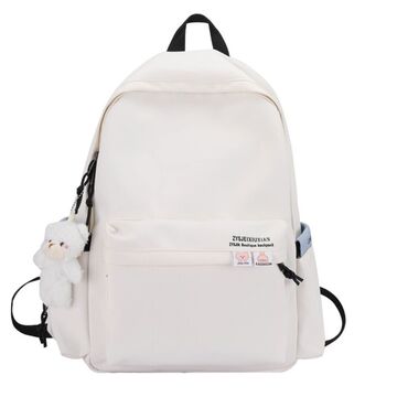 Жіночий рюкзак з брелоком, білий П4632