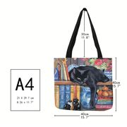 Женская сумка-тоут льняная "Черная кошка" П0572