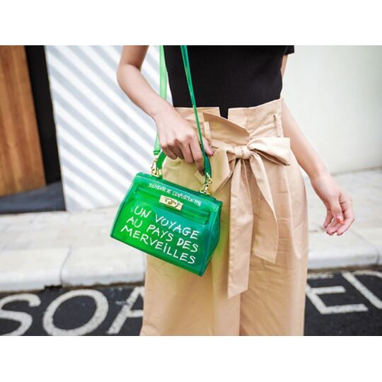 Женская сумка прозрачная, зеленая П0644