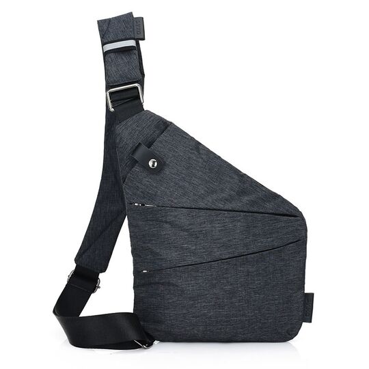 Мужская сумка слинг на левое плечо, черная - П0687
