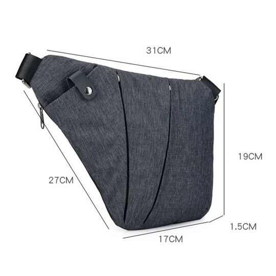 Мужская сумка слинг на левое плечо, черная - П0687 Мужская сумка слинг на левое плечо, черная - П0687