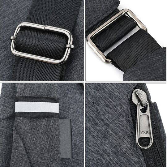 Мужская сумка слинг на левое плечо, черная - П0687 Мужская сумка слинг на левое плечо, черная - П0687