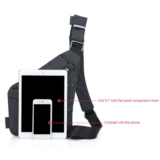 Мужская сумка слинг на левое плечо, черная - П0687 Мужская сумка слинг на левое плечо, черная - П0687