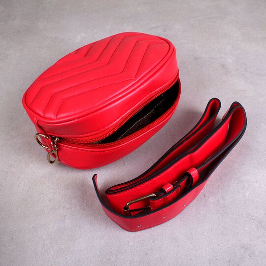 Женская поясная сумка, бананка DAUNAVIA, красная П0752