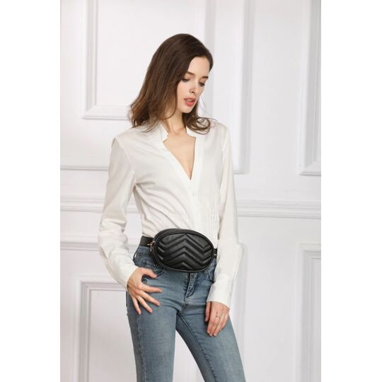 Женская поясная сумка, бананка DAUNAVIA, белая П0756 Женская поясная сумка, бананка DAUNAVIA, белая П0756