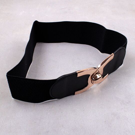 Женский ремень широкий, черный П0832