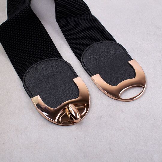 Женский ремень широкий, черный П0832